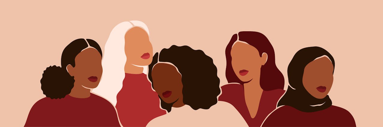 Illustration of Black women in community